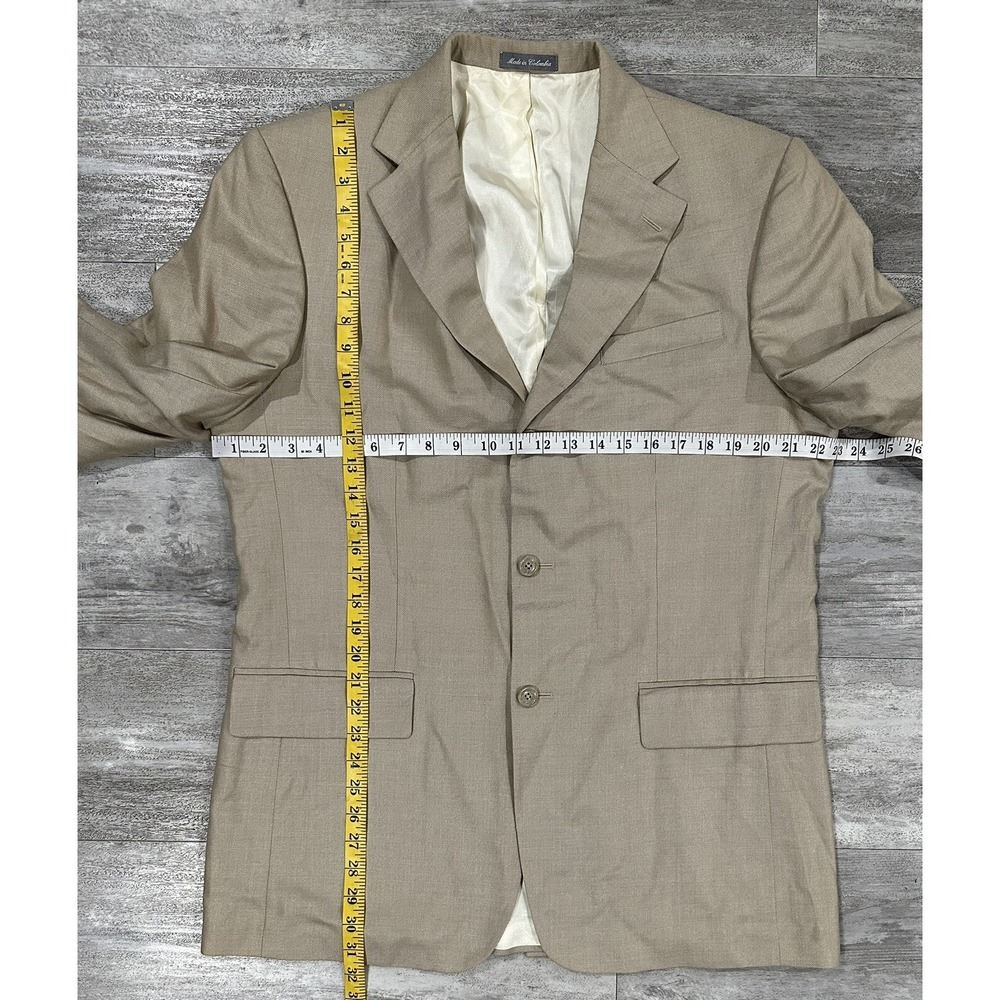Oscar de la Renta Sportcoat Blazer Mens Size 42L Beige Silk Wool Blend - Picture 2 of 10